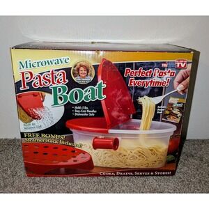 Telebrands Microwave Pasta Boat As Seen On TV Steamer Rack and Recipe Book NIB